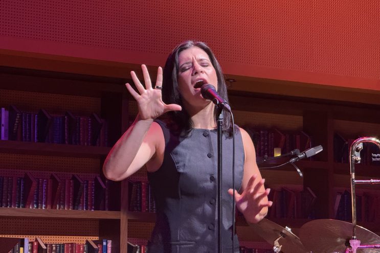 Woman performing on stage
