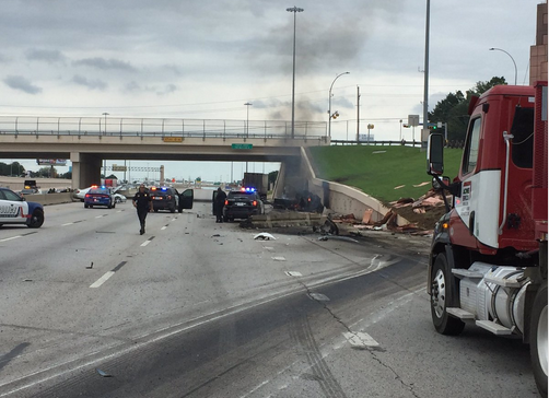 I-30 Closes After 18-Wheeler Pursuit Ends in Fiery Crash, Standoff