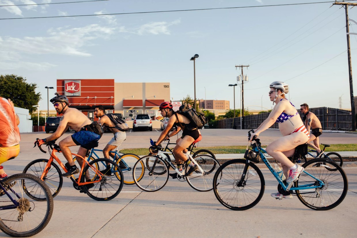 Cyclists Strip Down for Underwear Bike Ride Across Dallas