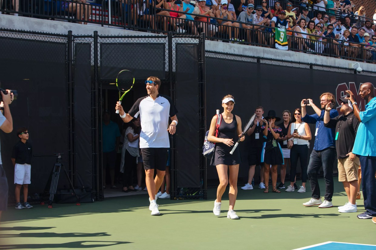 Dirk Nowitzki Held His Own Against Andy Roddick at Charity Tennis Game