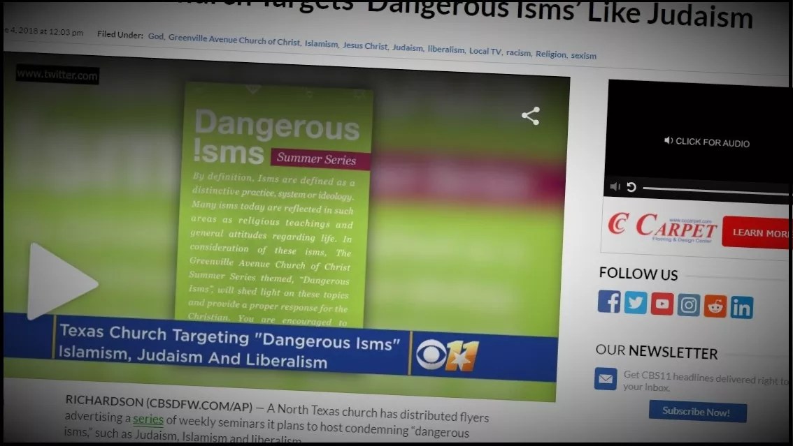 Dallas Pastor Ties Judaism to Alcoholism and Other ‘Dangerous Isms’ But Meant No Insult. Right.