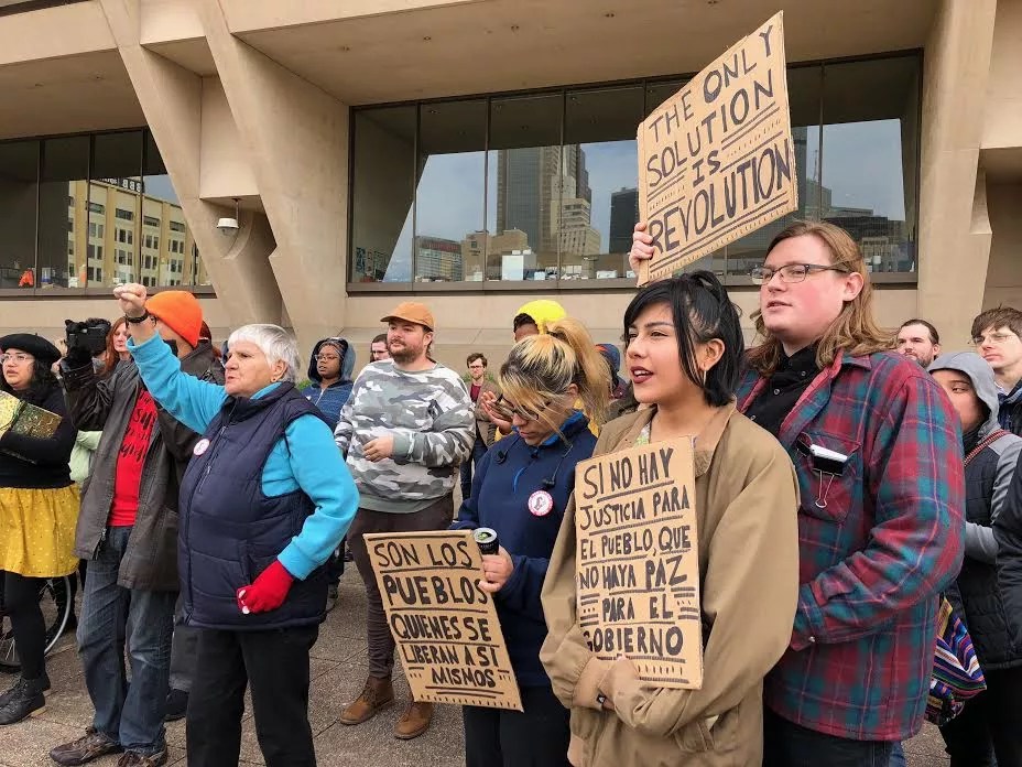 People Gather at City Hall in Solidarity with Asylum Seekers