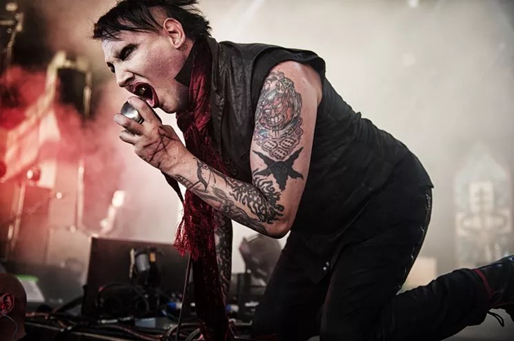 Marilyn Manson performing onstage in Dallas.
