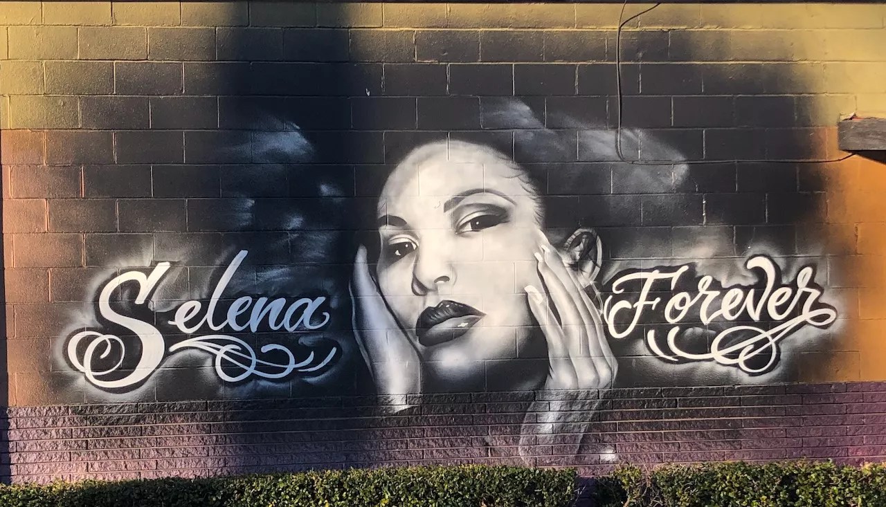 Mural of Selena at Country Burger in Oak Cliff.