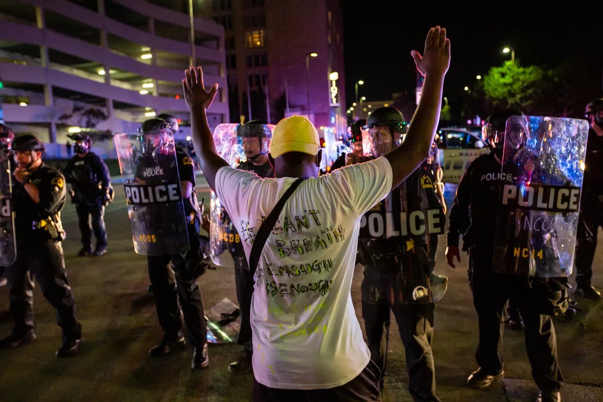 Protesters Clash With Police During Dallas George Floyd March