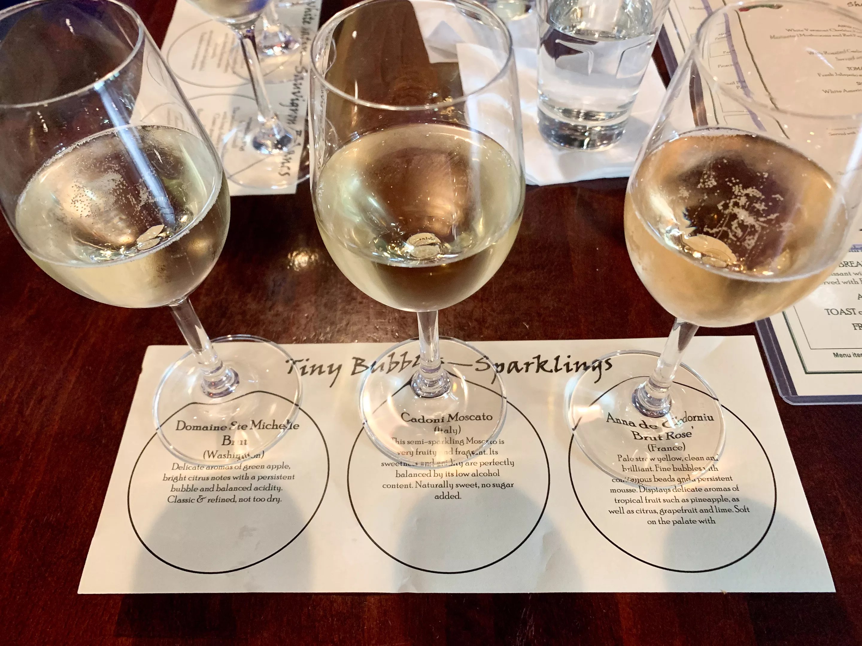 a flight of sparkling water at Zin Zen in McKinney