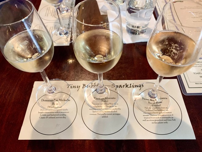 a flight of sparkling water at Zin Zen in McKinney