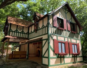 A Renaissance-era house recreation at Wachahachie's Scarborough Renaissance Festival.