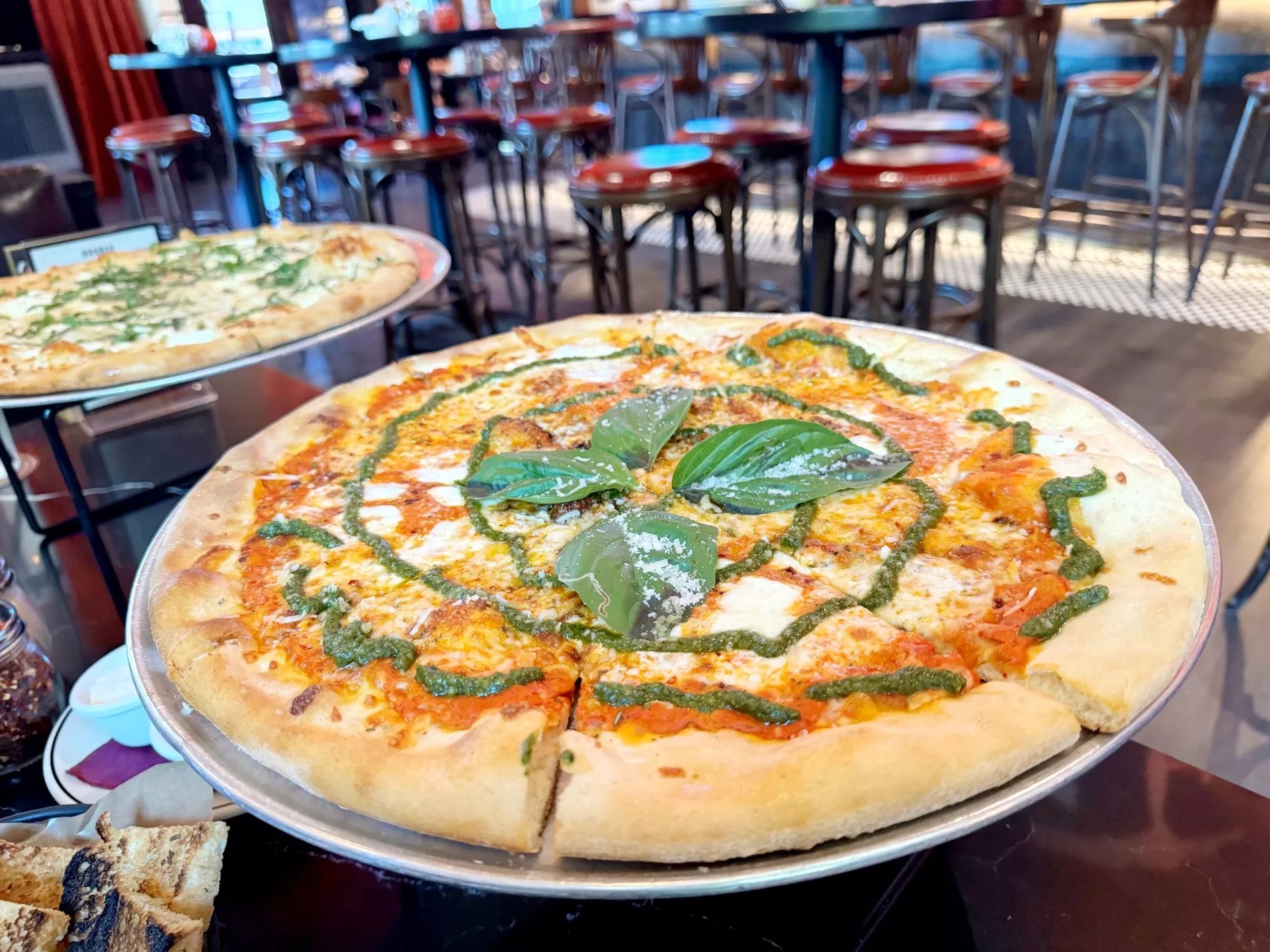 The spicy vodka pizza at Sfuzzi.