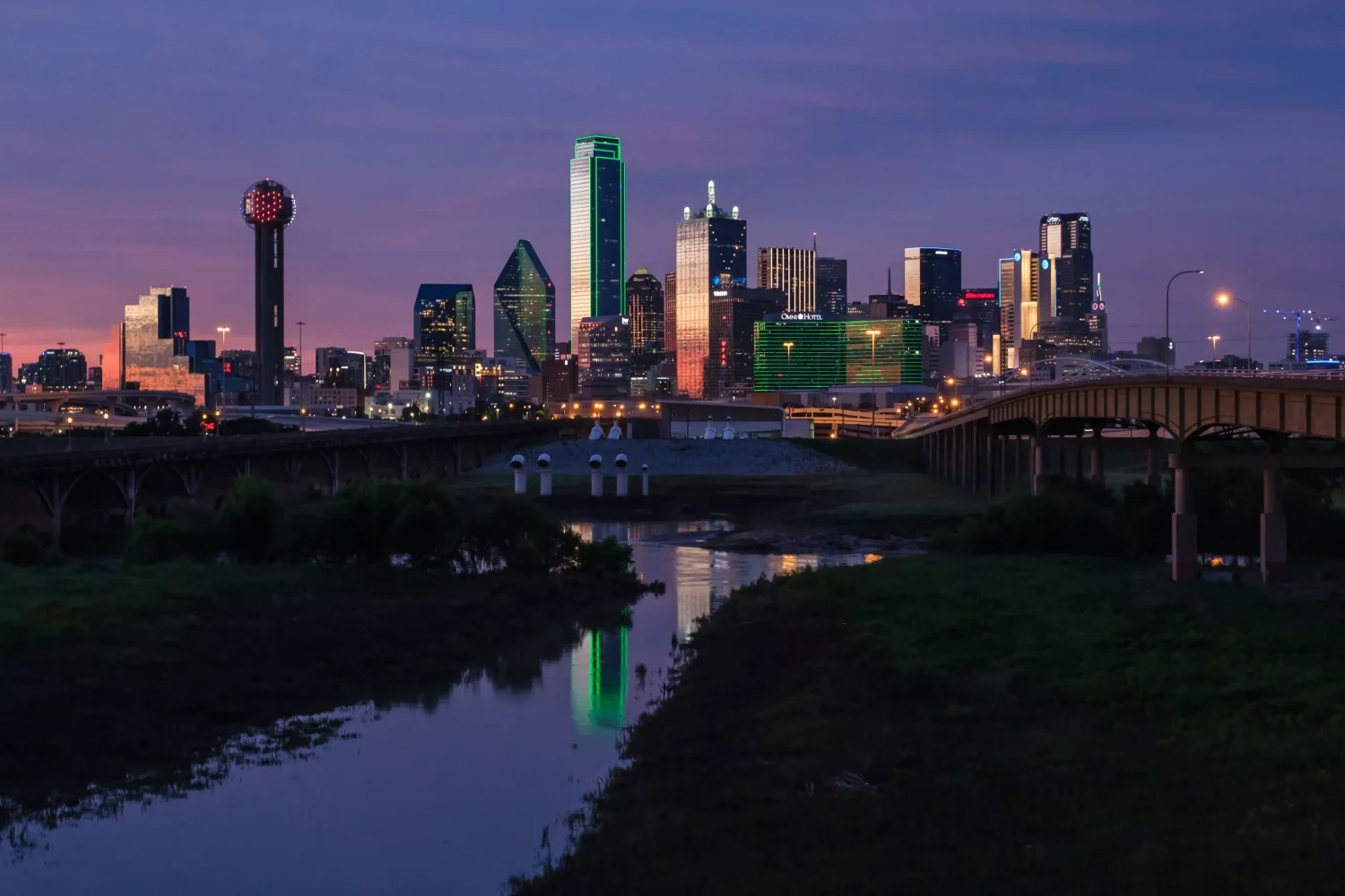 The Dallas city skyline.