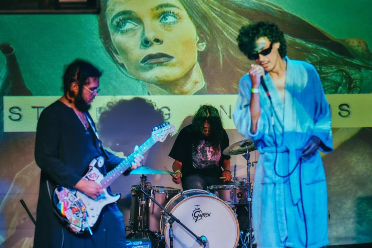 Dave Crimaldi drums live with Stabbing Unicorns on Aug. 31 at the Haltom Theater.