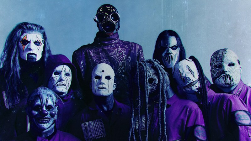 A group photo of famed band Slipknot.