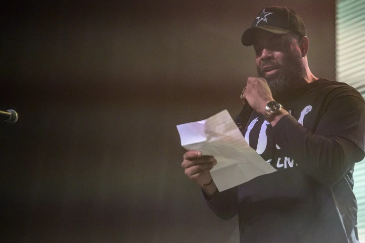 The D.O.C. presenting a Lifetime Achievement Award to Erykah Badu in Deep Ellum, 2019.