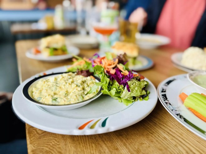 Egg salad and mixed greens at Be Home Soon