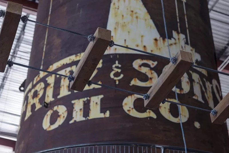 A rope ladder feature at the new Dallas location of Fritz's Adventure.