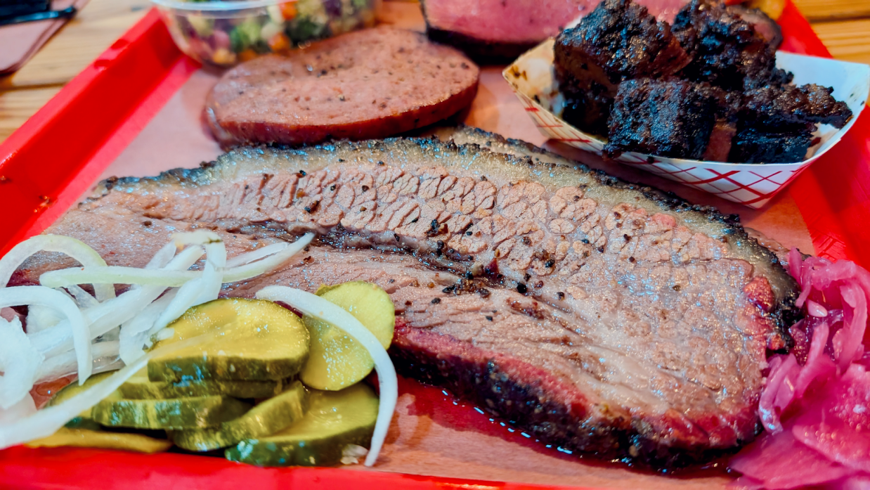 a tray of bbq from cattleack bbq