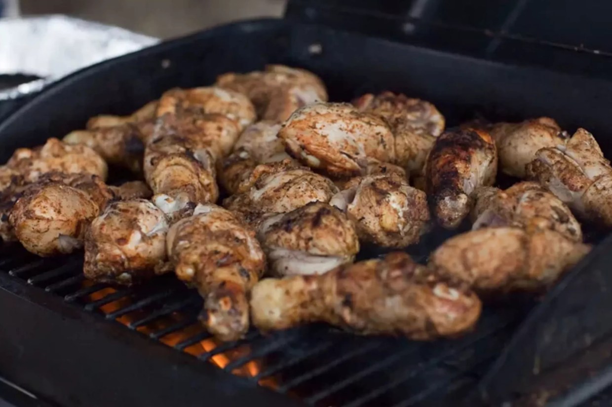 This is a photo of chicken on a grill