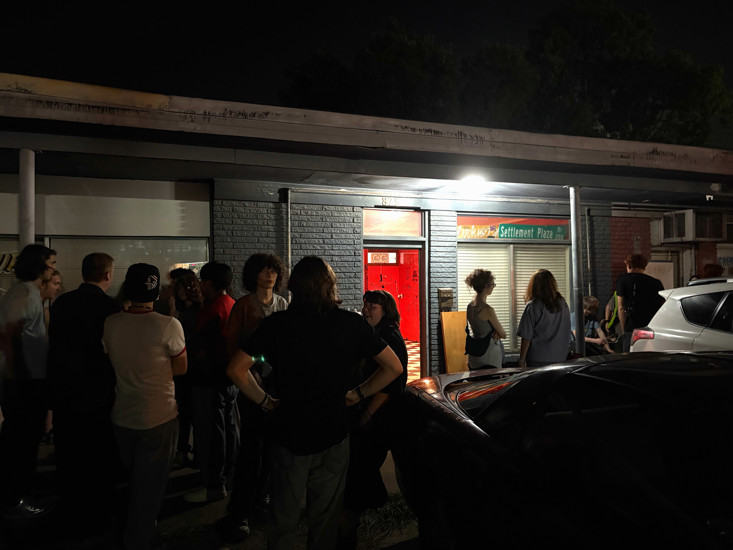 Crowd outside of a venue